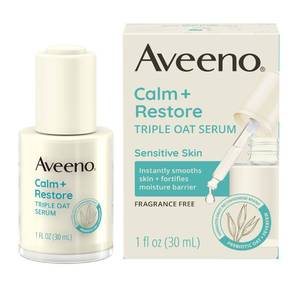 lot 67952 image: Aveeno Calm  Restore Triple Oat Hydrating Face Serum for Sensitive Skin, Gentle, Lightweight Facial Serum Instantly Smooths Skin, Fast-Absorbing, Hypoallergenic & Fragrance-Free, 1 fl. oz