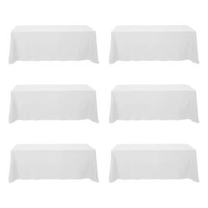 lot 67955 image: BRILLMAX 6 Pack White Tablecloths for 8 Foot Rectangle Tables 90 x 156 Inch - 8ft Rectangular Bulk Linen Polyester Fabric Washable Long Clothes for Wedding Reception Banquet Party Buffet Restaurant