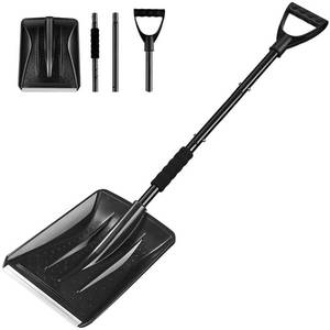 lot 67960 image: Snow Shovel, 2024 New Upgrade Large-Capacity Lightweight Aluminum Portable Snow Shovel, Parent-Child Playing Snow Shovel, Shovel for Garden, Car, Camping with Extra Ice Scrape(Black)