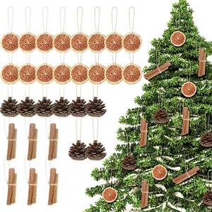 lot 67963 image: Liliful 60 Pcs Christmas Tree Decorations Natural Pine Cones Rustic Ornaments Bulk Dried Orange Slices Cinnamon Sticks for Christmas Tree DIY Crafts Home Decorations Wedding Decor
