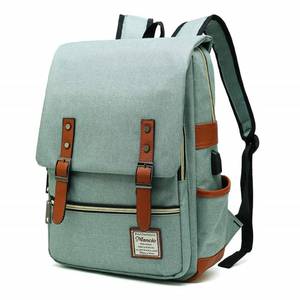 lot 67969 image: Mancio Vintage Laptop Business Backpack with USB Charging Port for Travelling, College, Casual Slim Tear Resistant Daypacks for Men,Women, Fits up to 15.6Inch Notebook, Green