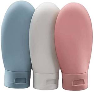 lot 67971 image: ZALUJMUS Travel Bottle, 3 Pcs Leak Proof Refillable Squeezable Containers Set(60 ml) with Label and Transparent Carry Bag for Liquid Shampoos, Soap and Toiletries. (Multicolor)