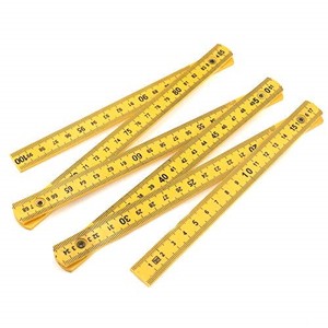 lot 67978 image: Quluxe Folding Ruler Measuring Stick (3.28 Foot Foldable Design), Centimeter (CM), Slide Fold Up Design Perfect for Carpenters, Contractors- Yellow