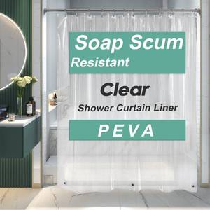 lot 67994 image: AmazerBath Extra Long Shower Curtain Liner, Clear Shower Curtain Liner 84 Inches Long, 72x84 Plastic Shower Curtain Liner, Cute Tall Shower Liner, PEVA Bathroom Shower Curtain Liners with 3 Magnets