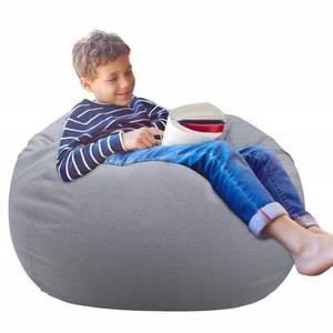 lot 67995 image: Aubliss Stuffed Animal Storage Bean Bag Chair Cover (No Beans)��Stuff and Sit Storage Bean Bag for Kids Toy Storage��Large 38-Canvas Solid Grey