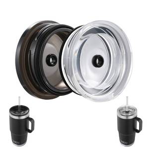 lot 67997 image: 2pack Screw-on Straw Lid, Fit YETI Stronghold Travel Mug ONLY (BlackClear, 20 oz)