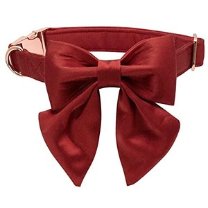 lot 68175 image: Lionet Paws Bowtie Dog Collar - Comfortable Silk Dog Collar with Detachable Bow Tie for Puppy and Cat, Neck 8-12 Inches