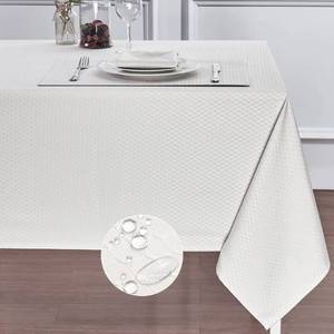 lot 68178 image: HomeJoy Round Rectangle Table Cloth Stainproof Waterproof Washable Polyester Oblong Rectangular Tablecloth, Fabric Table Cover for Kitchen Dining Dinner Table (Ivory, 60 X 84 Inch)
