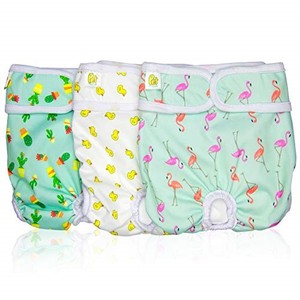 lot 68187 image: Pet Magasin Reusable Washable Dog Diapers (Pack of 3), Highly Absorbent with Strong & Flexible Velcro (Trending, X-Large (25-32 Waist))