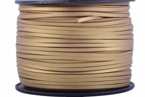 lot 68201 image: KONMAY Faux Suede Leather Cord, 100 Yards 2.65x1.5mm Golden Micro Fiber Lace, Flat Synthetic Leather Strips for Jewelry Making, Crafting