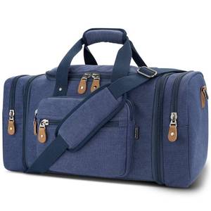 lot 68206 image: Gonex Canvas Duffle Bag for Travel 50L Expandable Duffel Weekend Overnight Bag men (Blue)