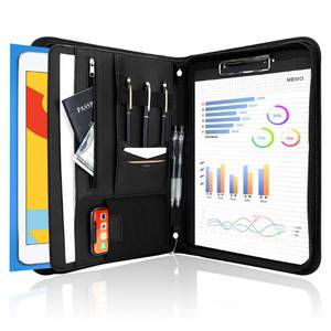 lot 68210 image: ProCase Portfolio Business Padfolio Folder with Zipper, Conference Meeting Executive File Legal Document Organizer with Pockets Letter Size A4 Writing Pad Notepad Padfolio for Fathers Day Gift -Black