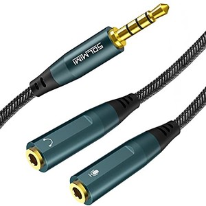 lot 68217 image: SOLMIMI Headset Adapter, 3.5mm Headphone Mic Splitter CTIA TRRS Male to Dual TRS Female Y Audio Microphone Splitter Cable for Gaming Headset to PC, Laptop, Smartphone, PS4, Xbox, Computer - 1 Feet