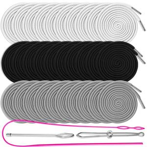 lot 66910 image: Drawstring Cords Replacement Drawstrings, 30Pcs Sweatshirt Drawstring Replacement with 3Pcs Drawstring Threader for Sweatpants Shorts Pants Jackets Coats (White, Black, Gray)
