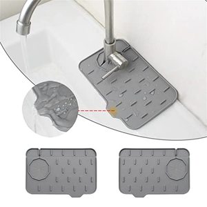 lot 66914 image: 2-Pack Bytelive Silicone Sink Mat, Mini Sink Splash Guard and Soap Sponge Holder for Kitchen Countertop Protect with Self Draining Design (GrayGray, 8.3 x 5.7)