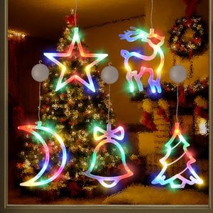 lot 66919 image: BRIGHTDECK 5 Pcs Christmas Window Lights with Suction Cup, Battery Operated Christmas Hanging Lights, Ideal Christmas Window Lights Decorations for Indoor Home, Bedroom, Wedding, Party(Multi-Coloured)