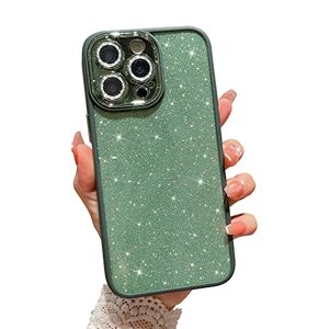 lot 66924 image: MGQILING Compatible with iPhone 13 Pro Max Clear Case, Luxury Glitter Cute Bling Clear Phone Case for Women Girls Soft TPU Shockproof Camera Protective Back Cover Case - Green