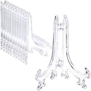 lot 66930 image: Boao 24 Pieces Plastic Easel Plate Display Stands Holders Picture Easel at Weddings, Home Decoration (Clear, 4 Inch)