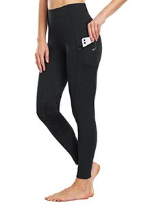 lot 66934 image: Willit Womens Riding Tights Knee-Patch Breeches Equestrian Horse Riding Pants Schooling Tights Zipper Pockets, Black - Small