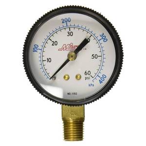 lot 66936 image: Milton Pressure Dial Gauge, Brass, 14 NPT (1193)