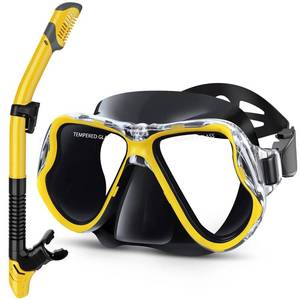 lot 66946 image: Greatever Dry Snorkel Set, Panoramic Wide View, Anti-Fog Scuba Diving Mask, Professional Snorkeling Gear for Adults