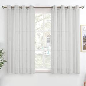 lot 67021 image: BGment Linen Look Semi Sheer Curtains for Bedroom, Grommet Light Filtering Casual Textured Privacy Curtains for Living Room, 2 Panels (Each 52 x 54 Inch, Light Grey)