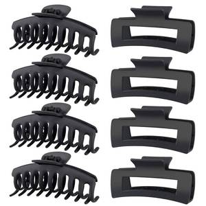 lot 67737 image: TOCESS 8 Pack Black Big Hair Claw Clips for Women Large Claw Clip for Thin Thick Curly Hair 90s Strong Hold 4.33 Inch Nonslip Matte Jumbo Hair Clips