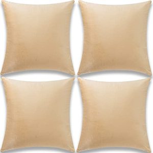 lot 67740 image: Yonous Throw Pillow Covers, Velvet Soft Decorative Cushion Case for Sofa Bedroom Car, Set of 4, 18x18 Inch, Khaki