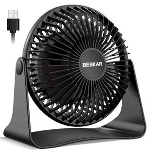 lot 67748 image: BESKAR USB Small Desk Fan, Portable Fans with 3 Speeds Strong Airflow, Quiet Operation and 360°Rotate, Personal Table Fan for Home,Office, Bedroom - 3.9 ft Cord