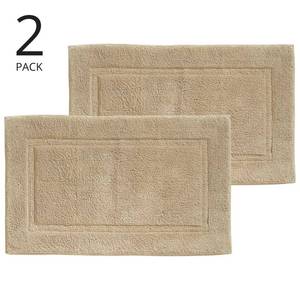 lot 67749 image: mDesign 100% Cotton Bath Mat - Soft Hotel-Style Rectangular Bathroom Floor Rug - Plush, Water Absorbent Cloth Bathmat for Outside BathtubShower, Machine Washable Cotton Bath Rug - 2 Pack - LinenTan