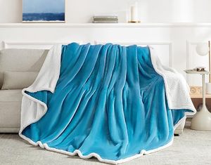 lot 67754 image: BEAUTEX Sherpa Fleece Throw Blankets, Soft Fluffy Flannel Plush Blanket and Throw, Fuzzy Cozy Blue Cuddle Blankets for Couch Bed Sofa Adults (50 x 60, Teal)
