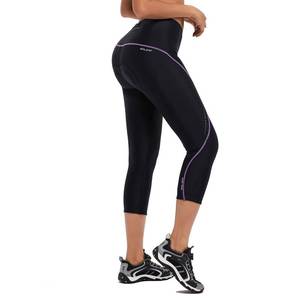 lot 67774 image: BALEAF Womens Bike Pants High Waist 4D Padded Cycling Capris Shorts 34 Biking Tights Pockets UPF50 Purple Line M