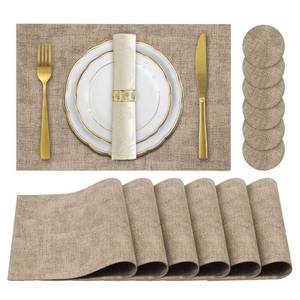 lot 68232 image: JUCCWARM Faux Leather Placemats Set of 6,Heat Resistant Placemats for Dining Table, Easy Clean Non-Slip Place Mats, Waterproof Stain Resistant Wipeable Washable PU Table Mats, (Light Brown)