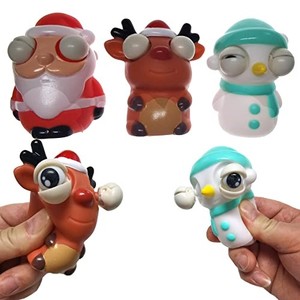 lot 68233 image: Funny Pop-Out Stress Squeeze Toys 3 Pack Stick Out Eyes Santa Claus Elk Snowman Decompression Evil Fun Toys Squish Fidget Toy for Adults Kids