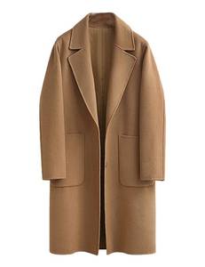 lot 68241 image: Omoone Womens Notched Lapel Wool Coats Mid Long Button Pea Coats Warm Thicken Trench Jacket(2629-Camel-XL)