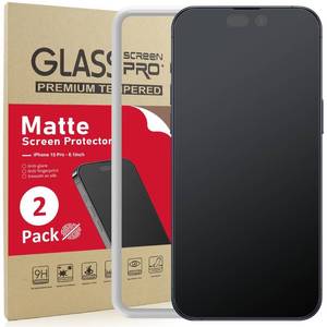 lot 68244 image: Ambison 2 Pack Matte Glass Screen Protector Designed for iPhone 15 Pro, Install FrameBubble FreeAnti-Glare&FingerprintSmooth as Silk, 9H Tempered Glass compatible with iPhone 15 Pro 2023 6.1inch