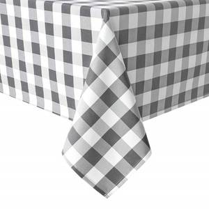 lot 68251 image: Hiasan Checkered Tablecloth Rectangle - Satin Resistant, Waterproof and Washable Gingham Table Cloth for 6 Foot Table, 60 x 84 Inch, Grey and White