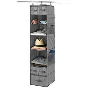 lot 68271 image: ZOBER Hanging Closet Organizer, 9-Shelf - Hanging Storage Organizer Shelves for Clothes, Towels, Toys - College Dorm Room, Nursery, & Home Closet