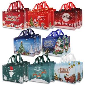 lot 68276 image: MHOYMP 16PCS Christmas Gift Bags, Christmas Tote Bags with Handles, Multifunctional Reusable Non-Woven Shopping Bags for Gifts Wrapping Shopping, Xmas Party Supplies, 12.6 x 9.8 x 6.7