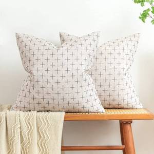 lot 68278 image: MIULEE Pack of 2 Decorative Burlap Linen Throw Pillow Covers Modern Farmhouse Pillowcases Rustic Woven Textured Cushion Cover for Sofa Couch Bed 18x18 Inch Greyish White