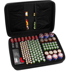 lot 68282 image: Comecase Hard Battery Organizer Storage Box, Carrying Case Bag Holder - Holds 148 Batteries AA AAA C D 9V - with Battery Tester BT-168 (Batteries are Not Included)
