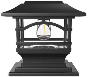 lot 68283 image: Davinci Lighting Edison Solar Outdoor Post Cap Lights - 6x6 - Bright LED Light for Fence Deck Garden or Patio Posts - Slate Black (1 Pack)