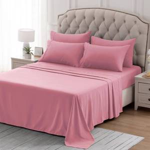 lot 68284 image: SLEEP ZONE Super Soft Cooling Full Size Bed Sheets Set 4 Piece - Easy Care Fitted Flat Sheet & Pillowcase Sets - Wrinkle Free, Fade Resistant, Deep Pocket 16 (Ballet Pink, Full)