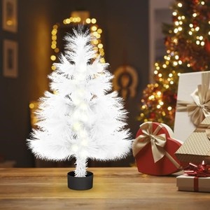 lot 68285 image: MACTING White Small Christmas Tree with Lights, 2FT Table Top Tree Battery Operated with Base for Desk Home Winter Xmas Decor