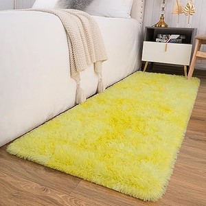 lot 68287 image: Maxsoft Soft Shaggy Runner Rug for Bedroom, 2x6 Feet Indoor Modern Fluffy Area Rugs Fuzzy Carpet for Hallway Bedside, Upgrade Non-Slip Shag Plush Rug for Dorm Living Room, Tie-Dyed Yellow