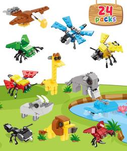 lot 68698 image: 24 Packs Small Mini Animal Building Block Sets Easter Eggs Party Favors for Kids Boys Girls Ages 3-5 4-8 6-8 Classroom Rewards Treasure Box Prizes for Elementary Students In Bulk,Little Toys Gifts
