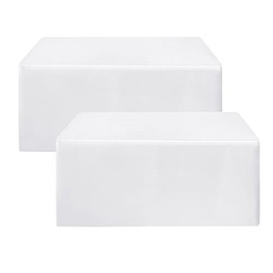 lot 68700 image: HolidayIdeas Fitted White Table Clothes - 72 x 30 Inch - 2 Pack Rectangle Table Covers for 6 Foot Tables, Polyester Fabric Tablecloths for Folding Table, Parties, Holiday Dinner, Wedding, Trade Show