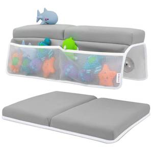 lot 68702 image: Comfortable Baby Bath Kneeler and Elbow Rest Pad Set - Thickest Bathtub Kneeler Pad with Memory Foam and Bath Toys Organizer - Bath Kneeling Pad- Relieve your Knees and Elbows (Grey)