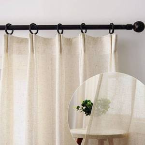lot 68706 image: Ftinala 96 Inch Curtains 2 Panel Set Drapes for Living Room Semi Sheer Curtains Long Pinch Pleat Curtains Neutral Textured Faux Linen Curtains with Hooks Cream Natural Light Filtering Curtains