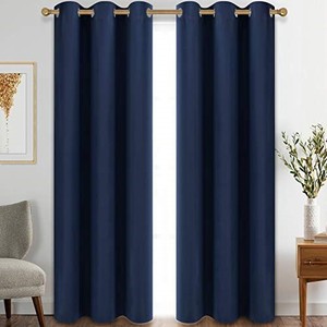 lot 68711 image: Diraysid Blackout Curtains for Bedroom Grommet Thermal Insulated Room Darkening Curtains (42 x 84 Inch, 2 Panels, Navy Blue)